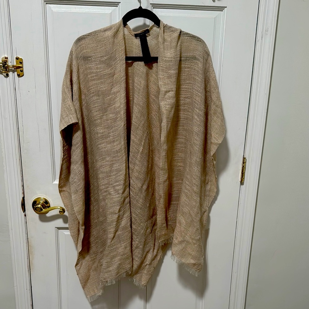Eileen Fisher Light Tan Woven Poncho Organic Cotton and Alpaca OS never worn